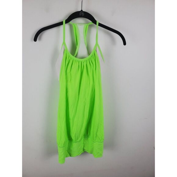 Lululemon No Limits Tank Top 4 Womens Green white Workout - Picture 3 of 6